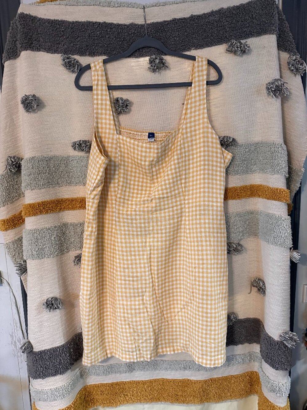 Old Navy Gingham Plaid Smocked Back Sleeveless Cami Dress Yellow - XXL